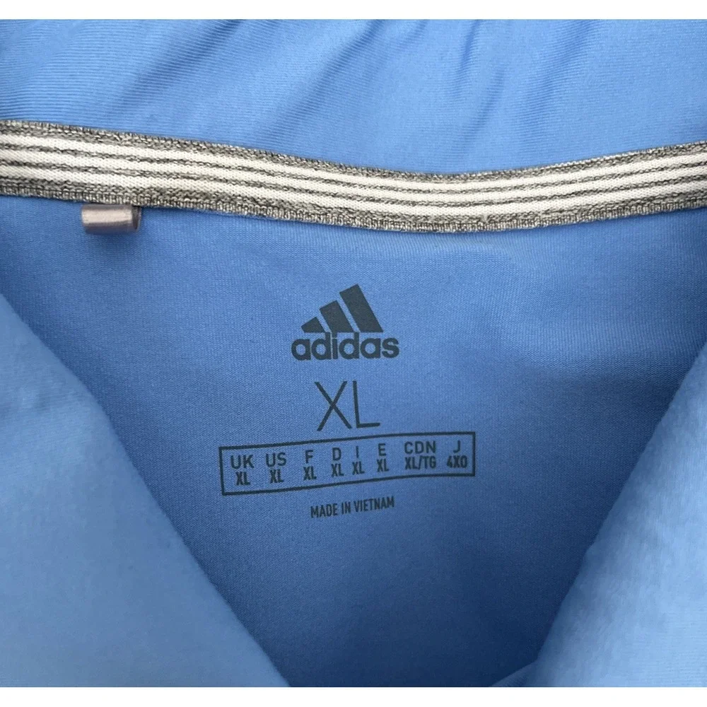 Adidas Golf Polo Shirt Mens XL Blue White Striped Sleeve FW19 Ultimate‎ Tech